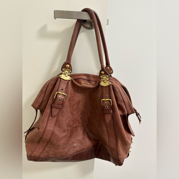 Miu Miu Large brown boho shoulder bag. Rare vintage, high quality leather - Picture 10 of 15
